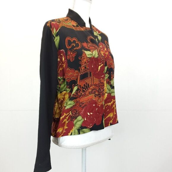 Harari Vintage Pure Silk Floral Long Sleeve Blouse D-0096c5 - Picture 3 of 9